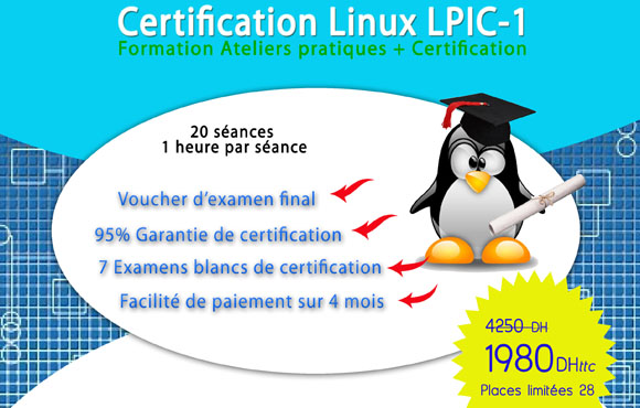 Formation de certification Linux LPIC-1 à seulement 1980dhs au lieu de 4250 chez MarocLance!