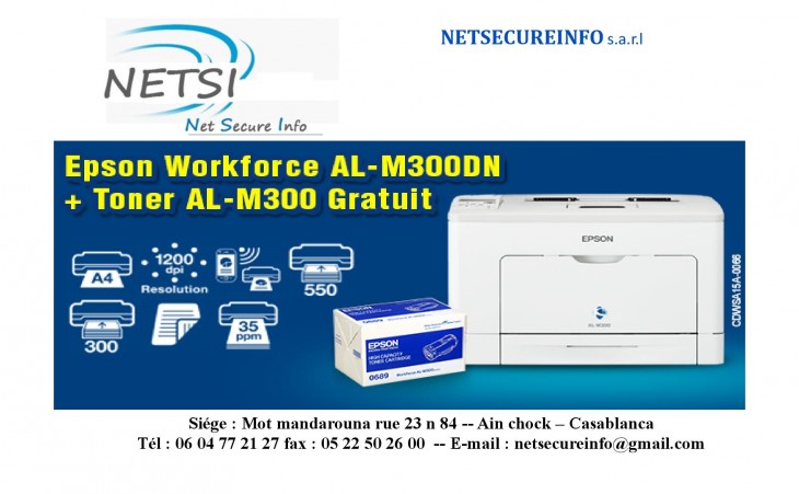Imprimante EPSON workforce AL-M300DN + Toner Gratuit !! *LIVRAISON GRATUITE**