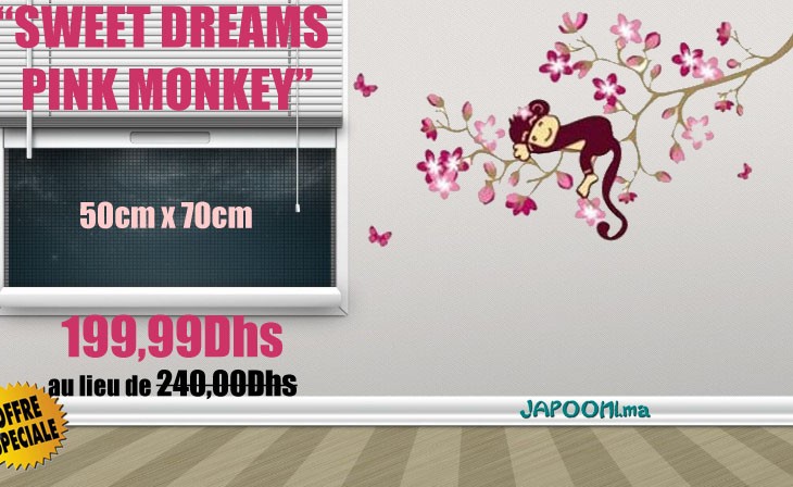 Magnifique sticker pour enfants « SWEET DREAMS PINK MONKEY »