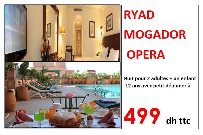 une nuit pour 2 adultes + enfant -12ans au Ryad Mogador Opéra