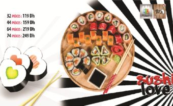 Offre sushi -40% Assortiment de 44 pièces à 159Dh – Formule Variée